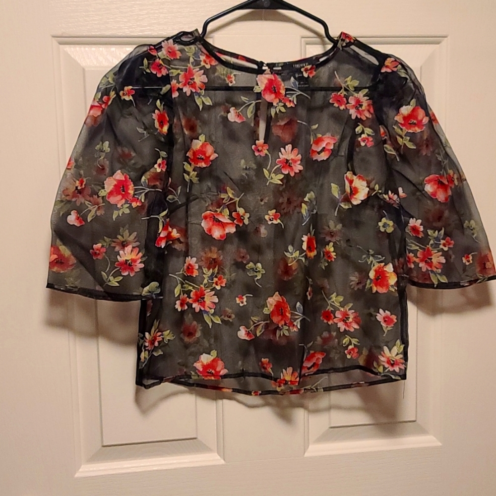 See through floral top